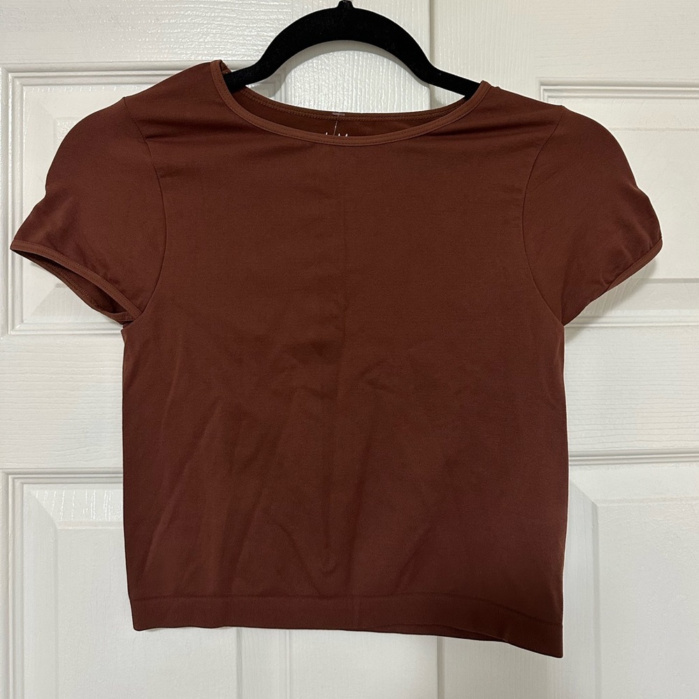 NWT Free People Intimately Cap Sleeve Seamless Cami / Crop Top Cappuccino Brown - Picture 3 of 7